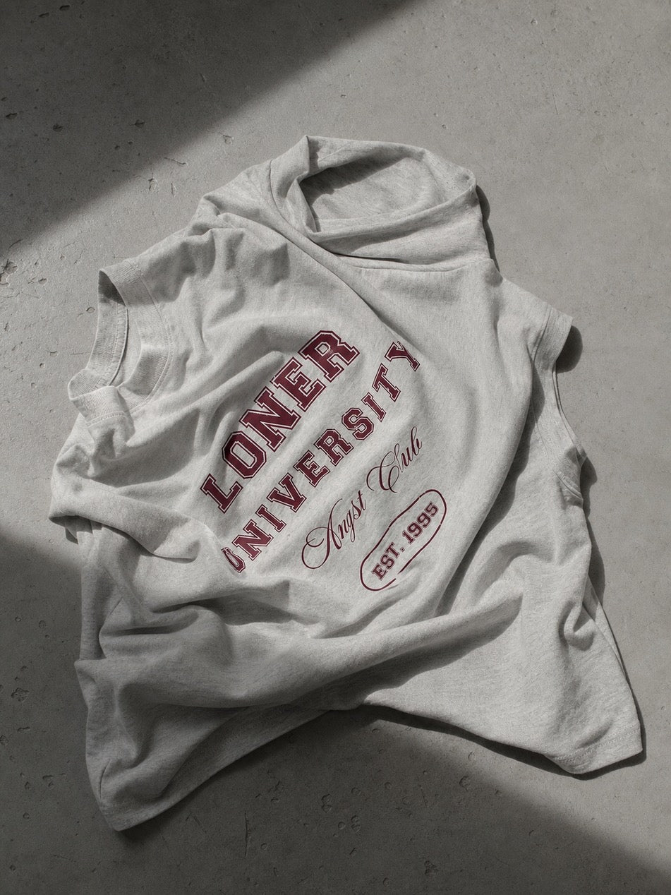 draped loner university - t