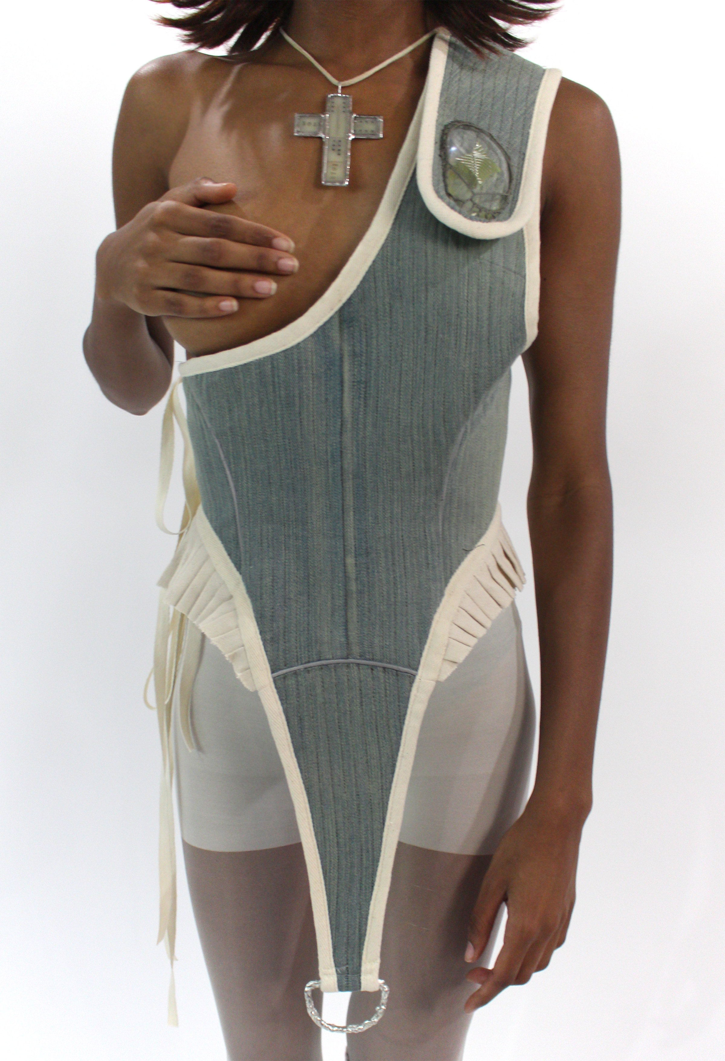 "Morphic" Quilted Denim Vest